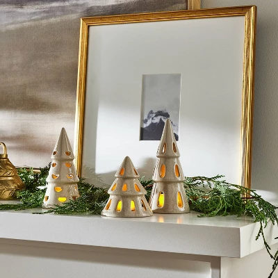 3pc Ceramic Tree LED Tea Light Holder Set - Threshold™ Designed With Studio McGee