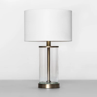 Fillable Accent With USB Table Lamp Brass - Threshold™: Modern Glass Nightstand Lamp, ETL Listed, No Bulb Included