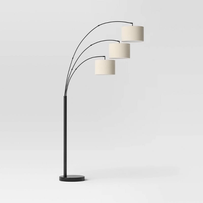 82"x56" Avenal 3-Head Shaded Arc Floor Lamp Black - Thresholdâ˘: Adjustable Standing Light For Living Room