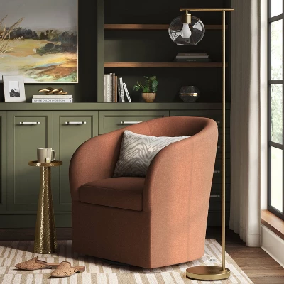 Brass Floor Lamp With Glass Shade - Threshold™: Modern Standing Light, ETL Listed, Metal Body - Image 2