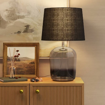 Smoked Glass Table Lamp Black (Includes LED Light Bulb) - Threshold™ - Image 2