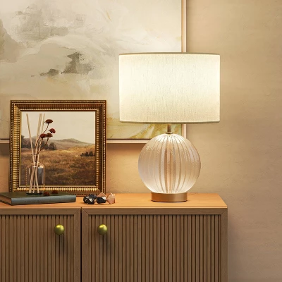 Small Ribbed Glass Lamp Base Clear - Threshold™ - Image 2