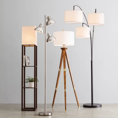 60"x16" Tripod Floor Lamp Oak Tone Wooden Finish - Threshold™: Elegant Standing Lighting, 3-Way Switch, UL Listed - Image 7