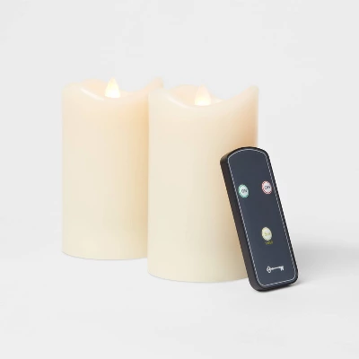 2pk 5" X 3" LED Flickering Flame Candle Cream - Threshold™ - Image 2