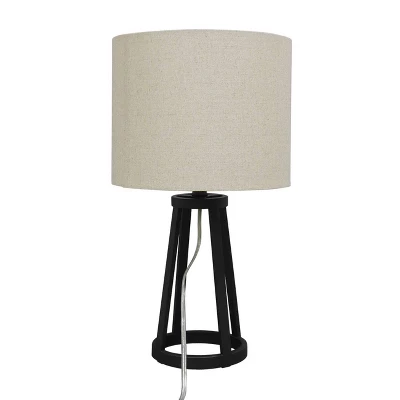 Medium Modern Industrial Assembled Table Lamp Black - Threshold™: UL Listed, Cotton-Linen Shade, Metal Body, No Bulb Included - Image 7