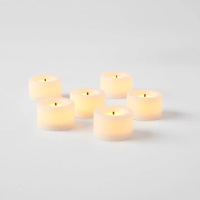 6pk LED Tealight Flameless Black Wick Candle Cream - Threshold™ - Image 2