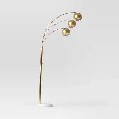 Span 3-Head Metal Globe Floor Lamp Brass - Threshold⢠- Image 4