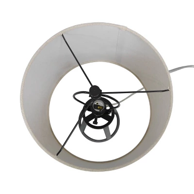 Medium Modern Industrial Assembled Table Lamp Black - Threshold™: UL Listed, Cotton-Linen Shade, Metal Body, No Bulb Included - Image 8