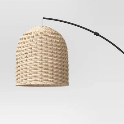 82"x13" Addison Arc Floor Lamp With Natural Rattan Shade - Threshold™: Curved Metal, ETL Listed - Image 3