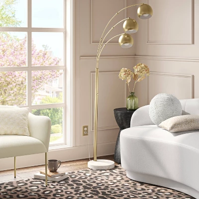 Span 3-Head Metal Globe Floor Lamp Brass - Threshold⢠- Image 2