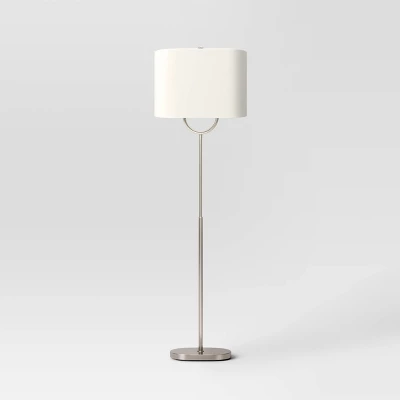 Modern Ring Floor Lamp Brushed Nickel Finish - Threshold™: ETL Listed, Cotton/Polyester Shade, Metal Body
