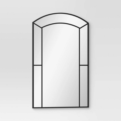 24"x 36" Window Pane Wall Mirror Black - Threshold™: Modern Style, Rounded Rectangle, No Assembly Required - Image 2