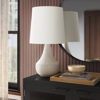 21.75"x11.5" Montreal Wren Assembled Table Lamp White - Threshold™: Ceramic Base, No Assembly Required - Image 2