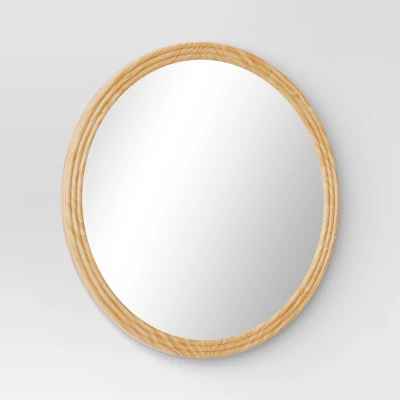 28" Round Fluted Circle Wall Mirror Natural - Threshold™ - Image 2