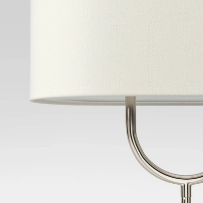 Modern Ring Floor Lamp Brushed Nickel Finish - Threshold™: ETL Listed, Cotton/Polyester Shade, Metal Body - Image 3