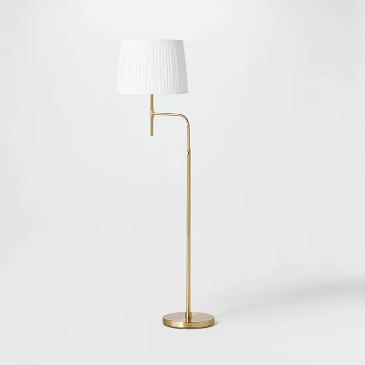 Adjustable Floor Lamp Brass Iron With Pleated Shade - Threshold™ Designed With Studio McGee