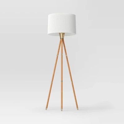 Rattan Wrapped Tripod Floor Lamp Gold - Threshold™