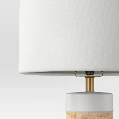 Ceramic Table Lamp With Natural Wrap White - Threshold™ - Image 3