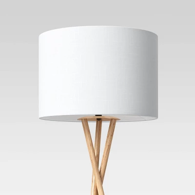 59"x18.5" Modern Tripod Floor Lamp Natural - Threshold™: Linen Shade, Metal Body, ETL Listed, 3-Way Switch - Image 2