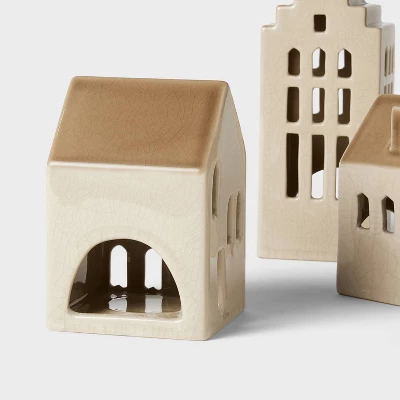 3pc Ceramic House LED Tea Light Holder Set - Threshold™ Designed With Studio McGee - Image 2