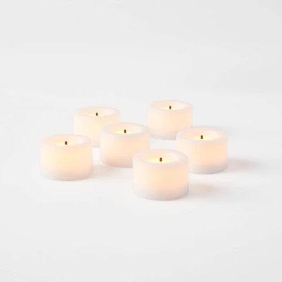 6pk LED Tealight Flameless Black Wick Candles White - Threshold™ - Image 2