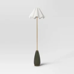 Wavy Shade Collection With Ceramic Base Floor Lamp Green - Threshold™