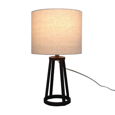 Medium Modern Industrial Assembled Table Lamp Black - Threshold™: UL Listed, Cotton-Linen Shade, Metal Body, No Bulb Included - Image 6