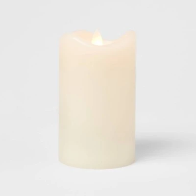 5" X 3" LED Flickering Flame Candle Cream - Threshold™ - Image 2