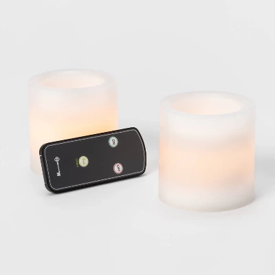 2pk 3" X 3" LED Flameless Black Wick Candles White - Threshold™ - Image 2