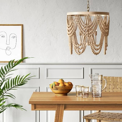 Large Chandelier Wooden Beads Swag Natural Tone - Threshold™