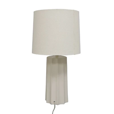 24.75"x13" Ribbed Ceramic Table Lamp Cream - Threshold™: Bedside, Nightstand, No Assembly Required - Image 6