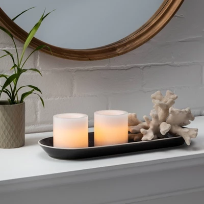 2pk 3" X 3" LED Flameless Black Wick Candles White - Threshold™