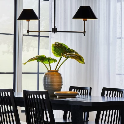 Metal Two Arm Shaded Chandelier Ceiling Light Black - Threshold™ Designed With Studio McGee - Image 2