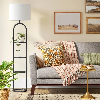 Ring Base Shelf Floor Lamp Black (Includes LED Light Bulb) - Threshold™ - Image 2