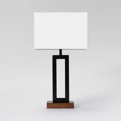 Weston Window Small Lamp Base Black - Threshold™: Modern Rectangle, No Assembly Required, ETL Listed