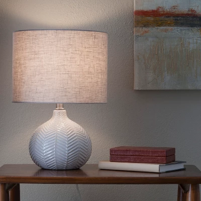 Textured Ceramic Accent Lamp Cream - Threshold™: Herringbone Pattern, No Bulb Included, UL Listed - Image 2
