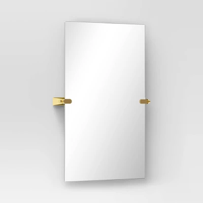 20" X 30" Frameless Rectangular Pivot Mirror Brass - Threshold™ - Image 2