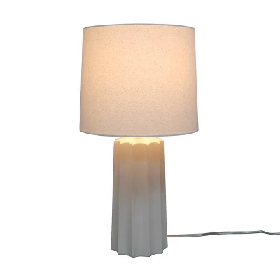 24.75"x13" Ribbed Ceramic Table Lamp Cream - Threshold™: Bedside, Nightstand, No Assembly Required - Image 5