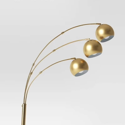 75.5"x29.5" Span 3-Head Metal Globe Floor Lamp Brass - Threshold⢠- Image 3