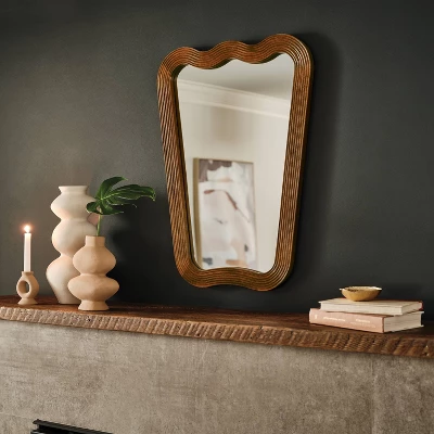 22"x30" Ribbed Wood Wall Mirror - Threshold™