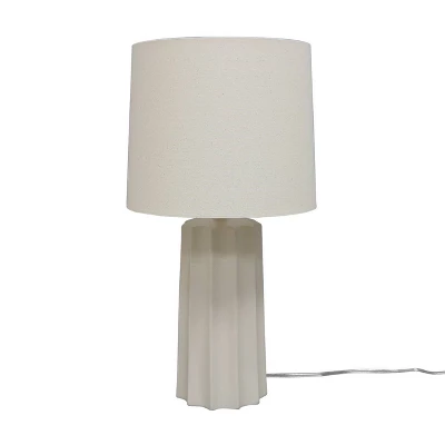 24.75"x13" Ribbed Ceramic Table Lamp Cream - Threshold™: Bedside, Nightstand, No Assembly Required - Image 4