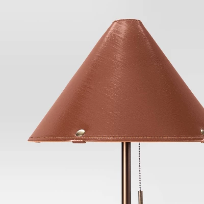 Floor Lamp With Leather Shade Brown - Threshold™ - Image 3
