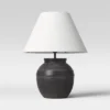 21.25"x17" Large Ceramic Table Lamp Black - Threshold™: Embossed Detail, No Assembly Required