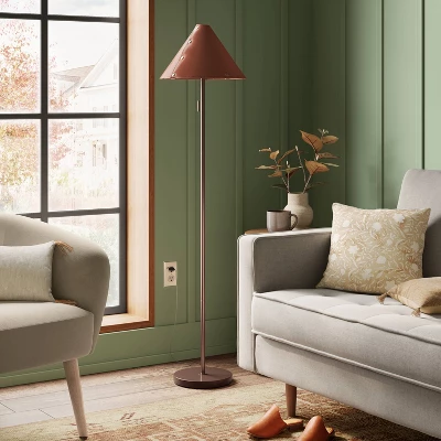 Floor Lamp With Leather Shade Brown - Threshold™ - Image 2