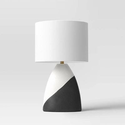 20.5"x12.5" Modern Table Lamp Black/White - Threshold™: Ceramic Base, Linen Shade, UL Listed, No Assembly Required