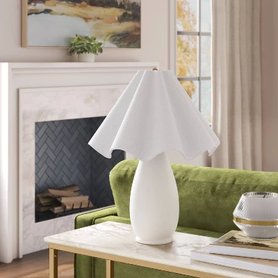 Wavy Shade Collection With Ceramic Base Table Lamp White - Threshold™ - Image 2