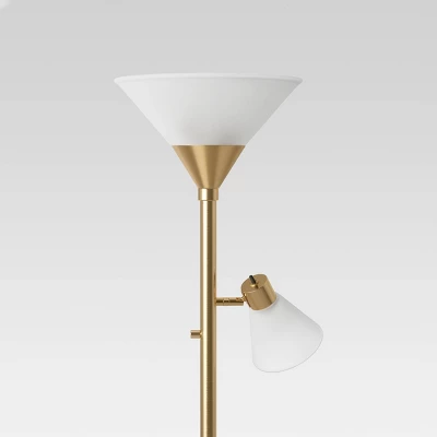 Mother Daughter Torchiere Floor Lamp With Glass Shade - Threshold™ - Image 2