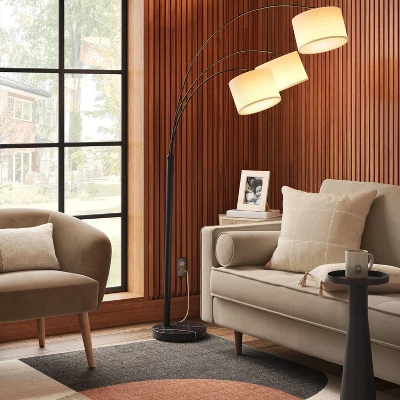Avenal 3-Head Shaded Arc Floor Lamp Black - Thresholdâ˘