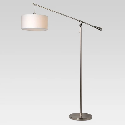 Cantilever Floor Lamp Nickel (Includes LED Light Bulb) - Threshold™: Adjustable, Swing Arm, ETL Listed