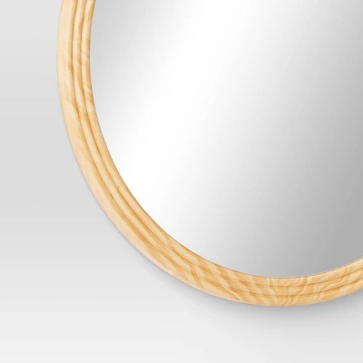 28" Round Fluted Circle Wall Mirror Natural - Threshold™ - Image 3